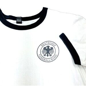 Deutscher Germany Soccer T-Shirt Fussball Ringer Anvil S Men M Women White Black